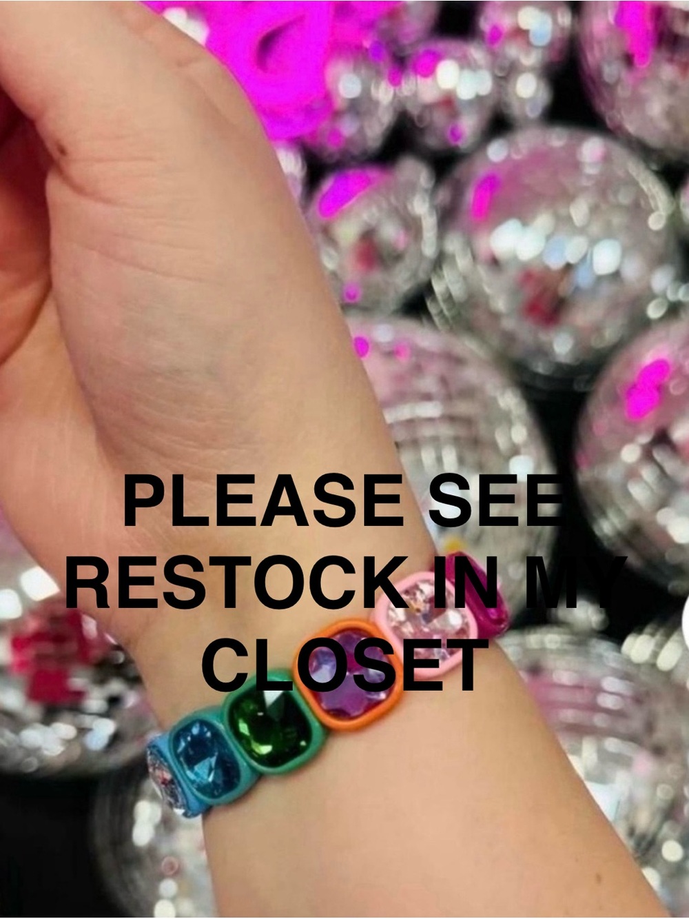 Rainbow Crystal Gemstone Gem Rhinestone Jeweled Stretch Bracelet  🌈 multicolor